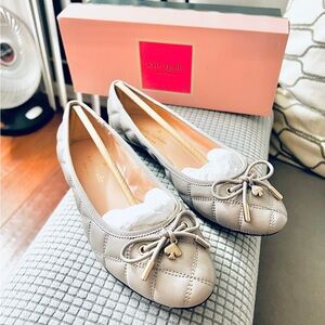 Kate Spade Light Gray Quilted Flats